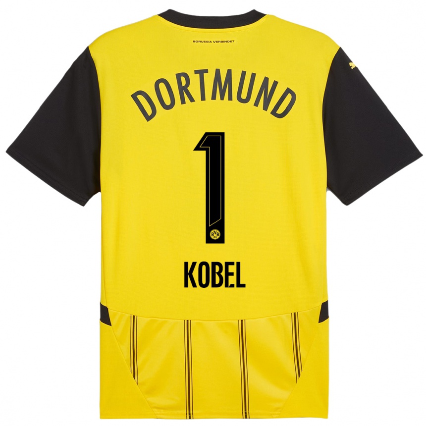 Men Football Gregor Kobel #1 Yellow Black Home Jersey 2024/25 T-Shirt Za