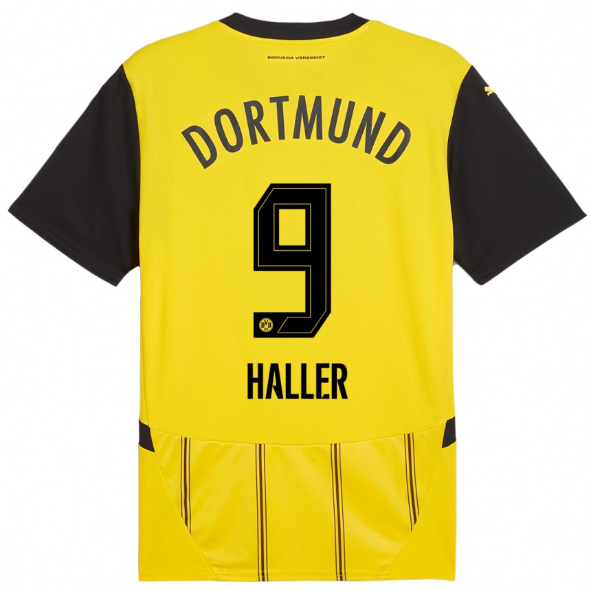 Men Football Sebastien Haller #9 Yellow Black Home Jersey 2024/25 T-Shirt Za