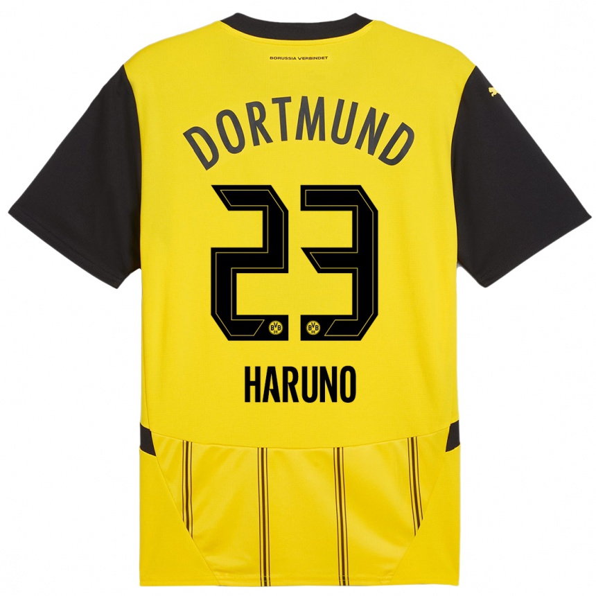 Men Football Sasaki Haruno #23 Yellow Black Home Jersey 2024/25 T-Shirt Za