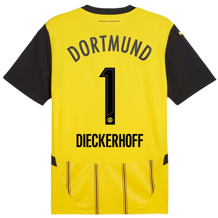 Men Football Max Dieckerhoff #1 Yellow Black Home Jersey 2024/25 T-Shirt Za