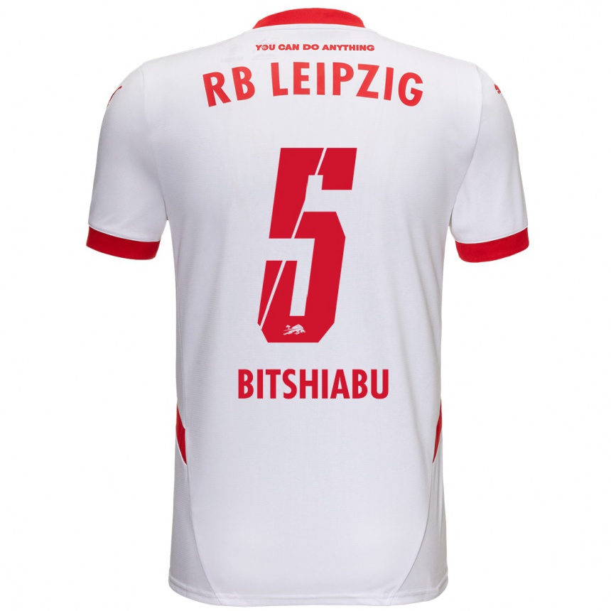 Men Football El Chadaille Bitshiabu #5 White Red Home Jersey 2024/25 T-Shirt Za