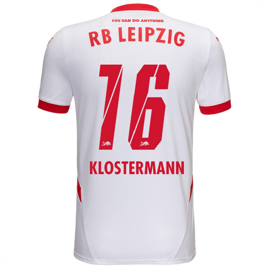 Men Football Lukas Klostermann #16 White Red Home Jersey 2024/25 T-Shirt Za