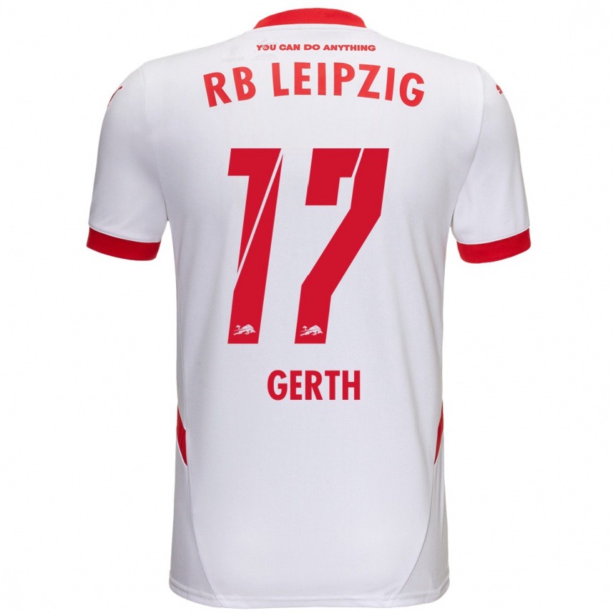 Men Football Amos Gerth #17 White Red Home Jersey 2024/25 T-Shirt Za