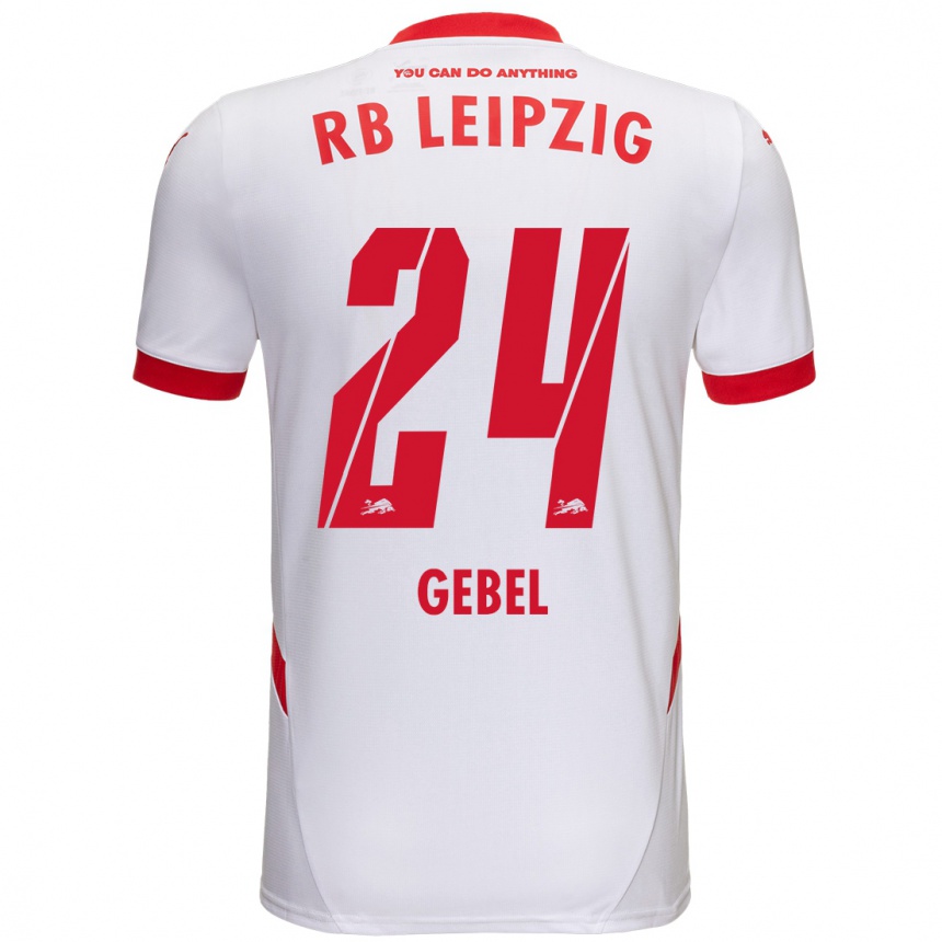 Men Football Viggo Gebel #24 White Red Home Jersey 2024/25 T-Shirt Za