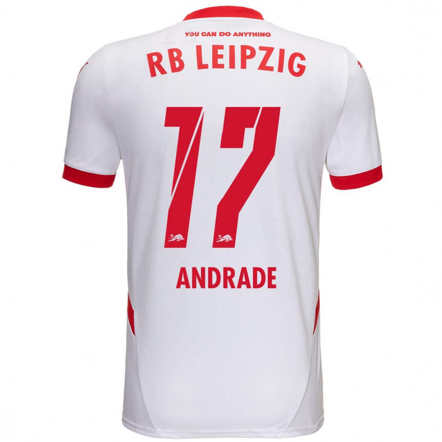 Men Football Lydia Andrade #17 White Red Home Jersey 2024/25 T-Shirt Za