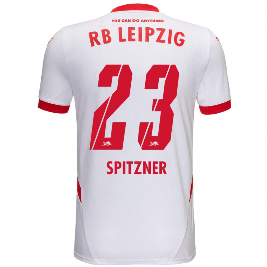 Men Football Kyra Spitzner #23 White Red Home Jersey 2024/25 T-Shirt Za