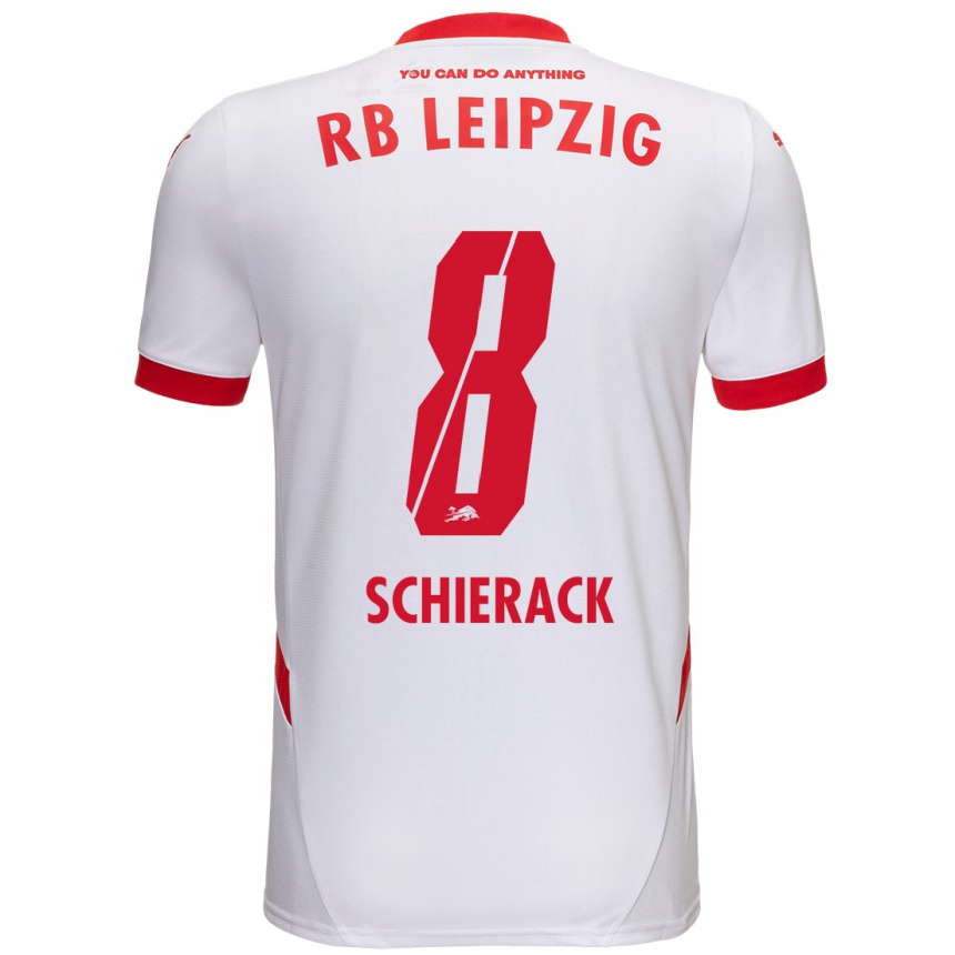 Men Football Simon Schierack #8 White Red Home Jersey 2024/25 T-Shirt Za