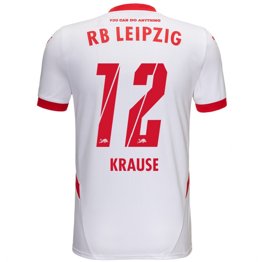 Men Football Arno Krause #12 White Red Home Jersey 2024/25 T-Shirt Za