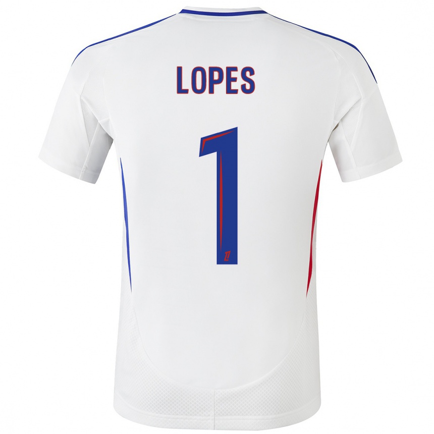 Men Football Anthony Lopes #1 White Blue Home Jersey 2024/25 T-Shirt Za