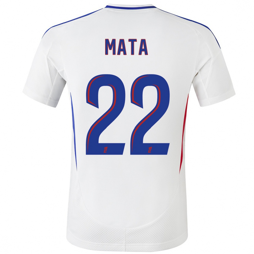 Men Football Clinton Mata #22 White Blue Home Jersey 2024/25 T-Shirt Za