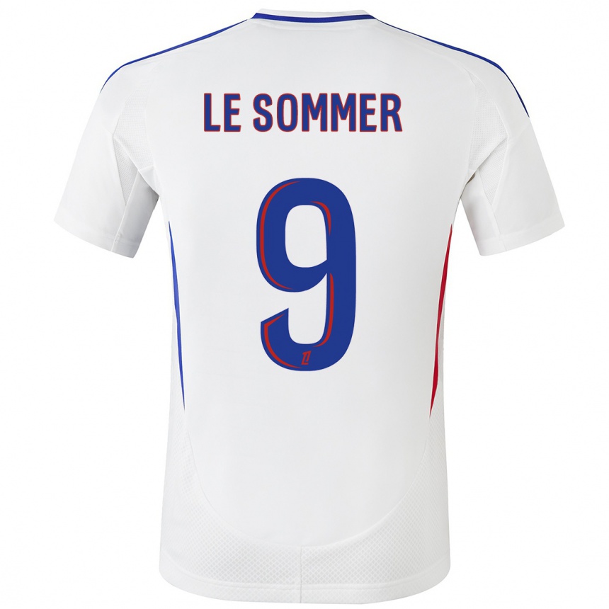 Men Football Eugenie Le Sommer #9 White Blue Home Jersey 2024/25 T-Shirt Za