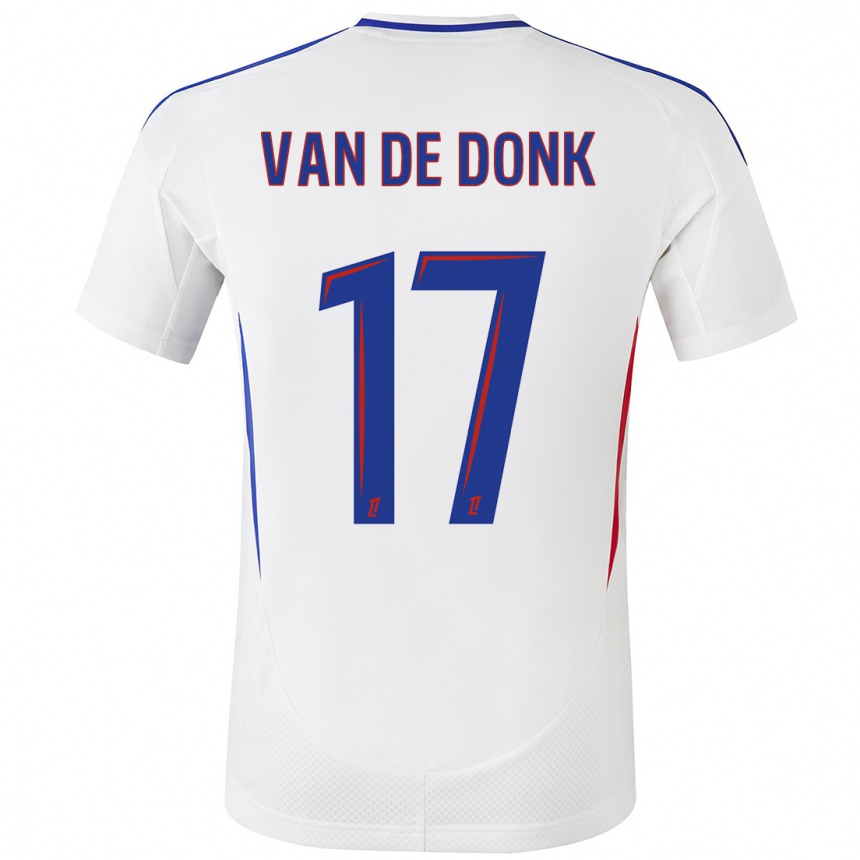 Men Football Danielle Van De Donk #17 White Blue Home Jersey 2024/25 T-Shirt Za