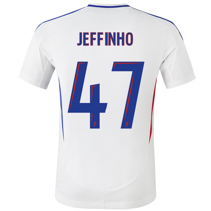 Men Football Jeffinho #47 White Blue Home Jersey 2024/25 T-Shirt Za