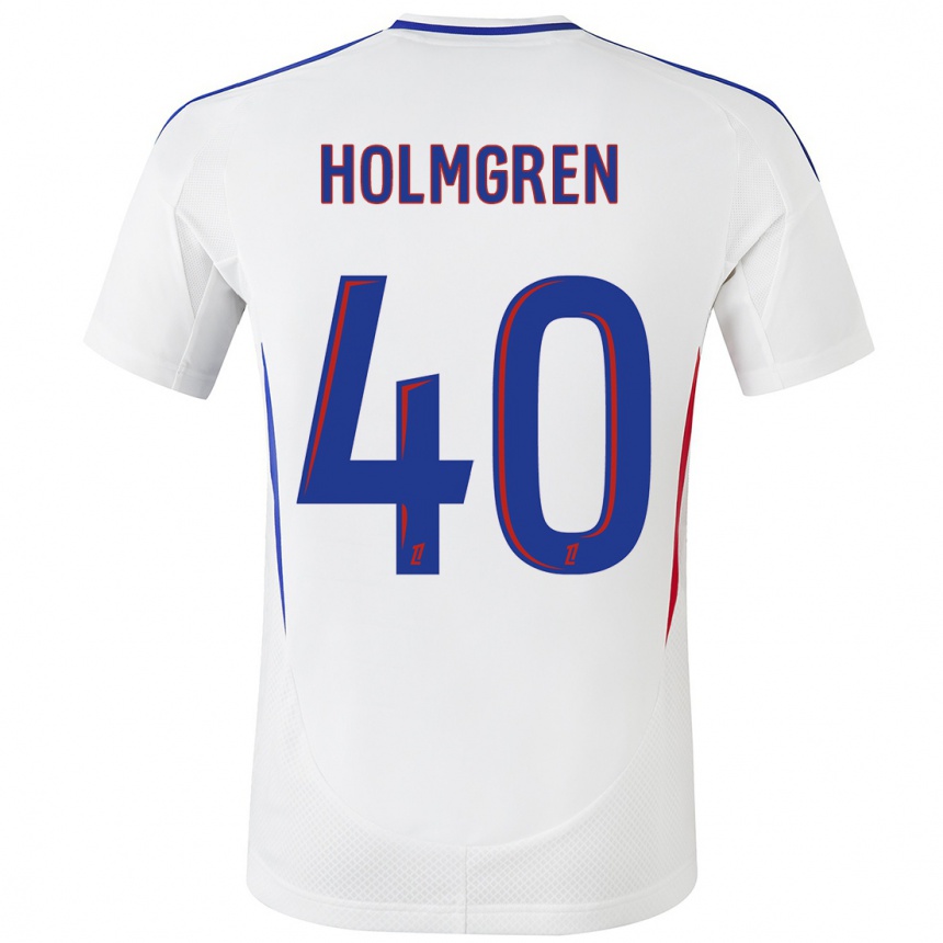 Men Football Emma Holmgren #40 White Blue Home Jersey 2024/25 T-Shirt Za