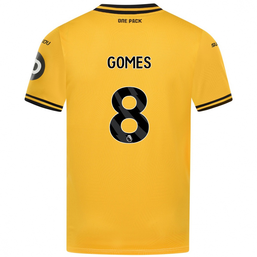 Men Football João Gomes #8 Yellow Home Jersey 2024/25 T-Shirt Za