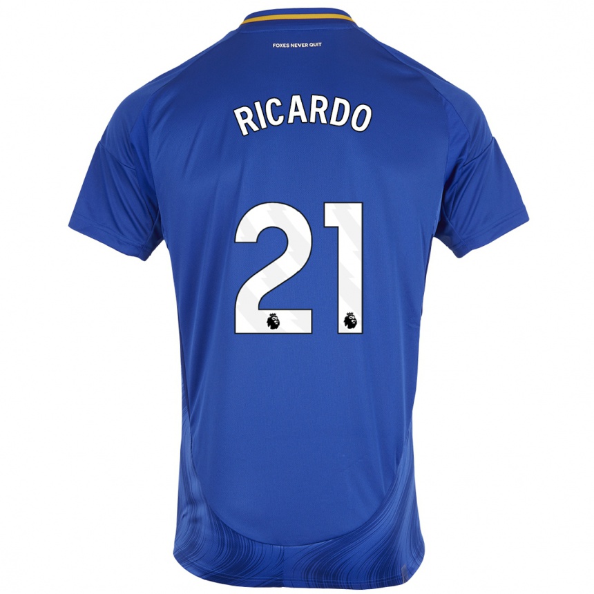 Men Football Ricardo Pereira #21 Blue White Home Jersey 2024/25 T-Shirt Za