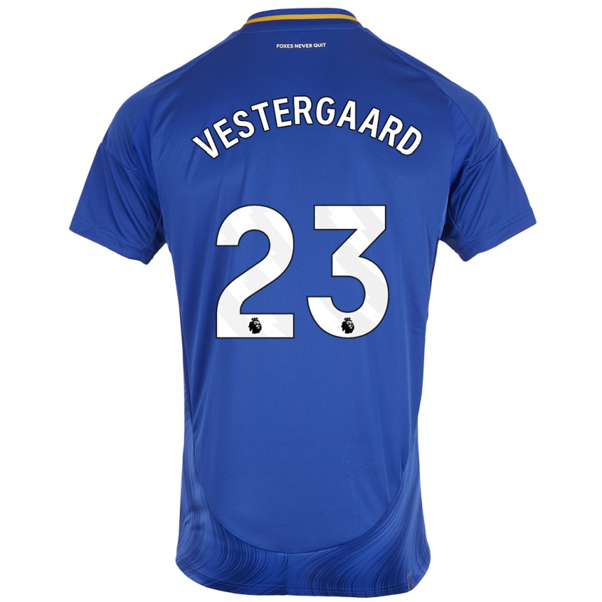 Men Football Jannik Vestergaard #23 Blue White Home Jersey 2024/25 T-Shirt Za