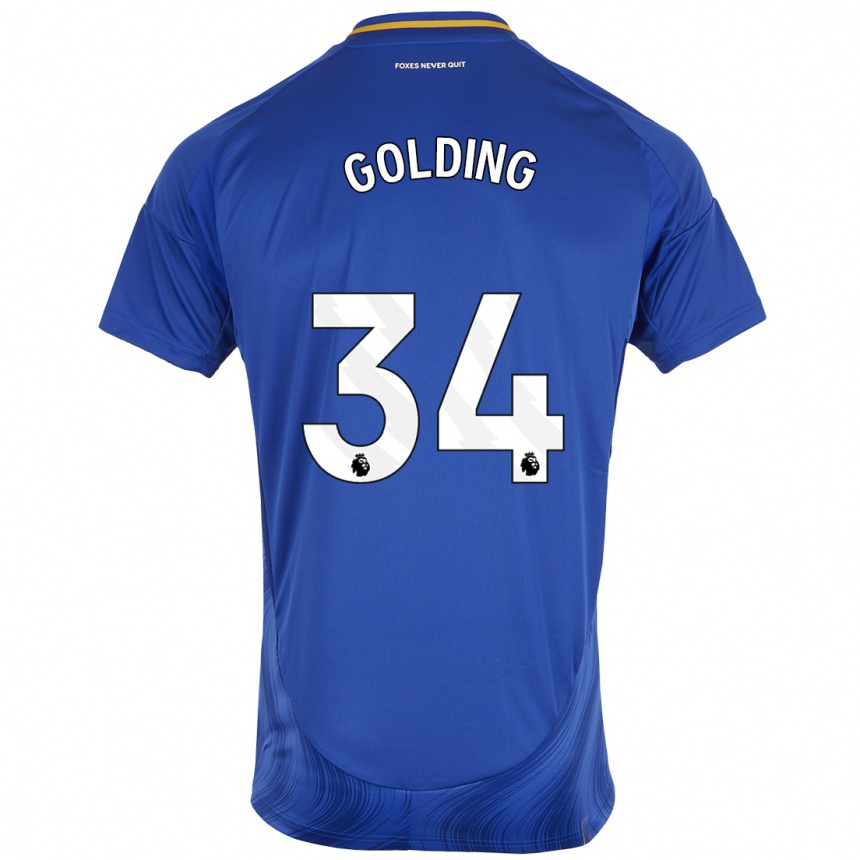 Men Football Michael Golding #34 Blue White Home Jersey 2024/25 T-Shirt Za