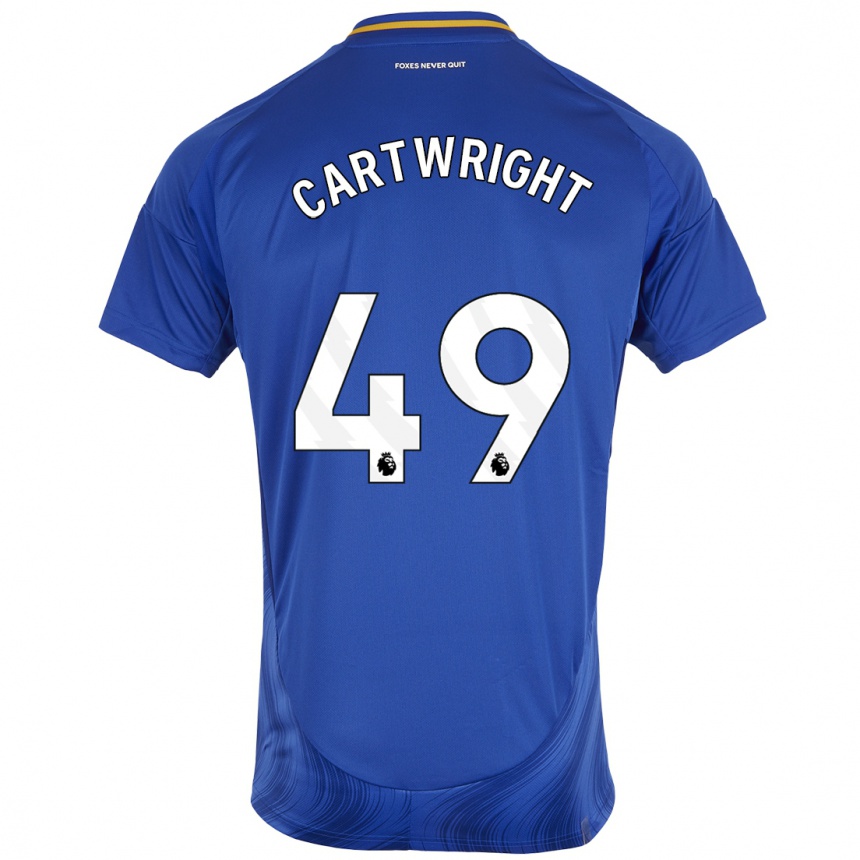 Men Football Henry Cartwright #49 Blue White Home Jersey 2024/25 T-Shirt Za