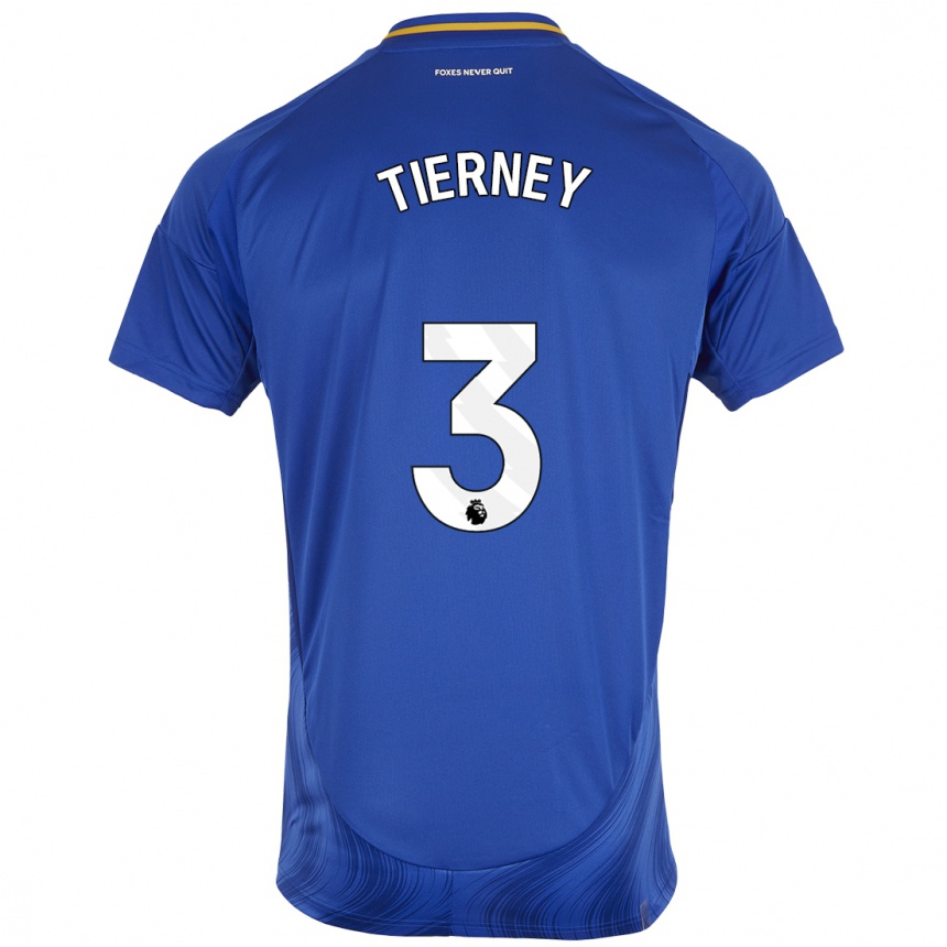 Men Football Sam Tierney #3 Blue White Home Jersey 2024/25 T-Shirt Za