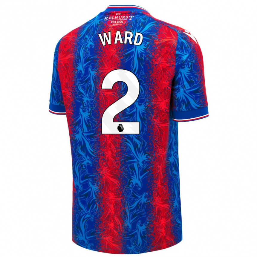 Men Football Joel Ward #2 Red Blue Stripes Home Jersey 2024/25 T-Shirt Za