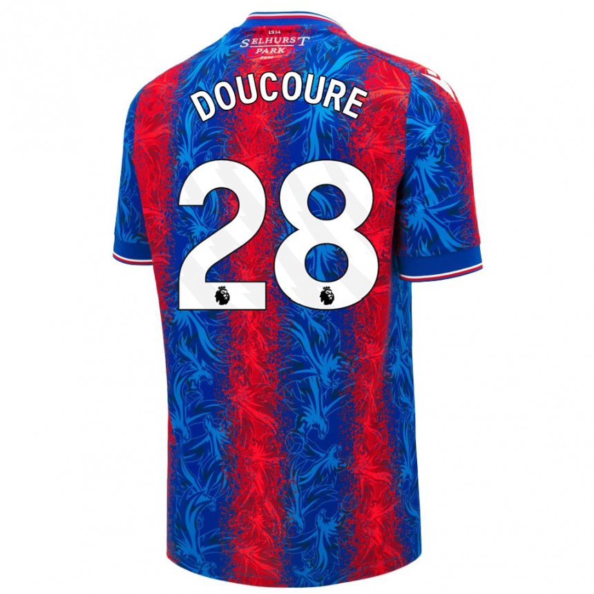 Men Football Cheick Doucoure #28 Red Blue Stripes Home Jersey 2024/25 T-Shirt Za