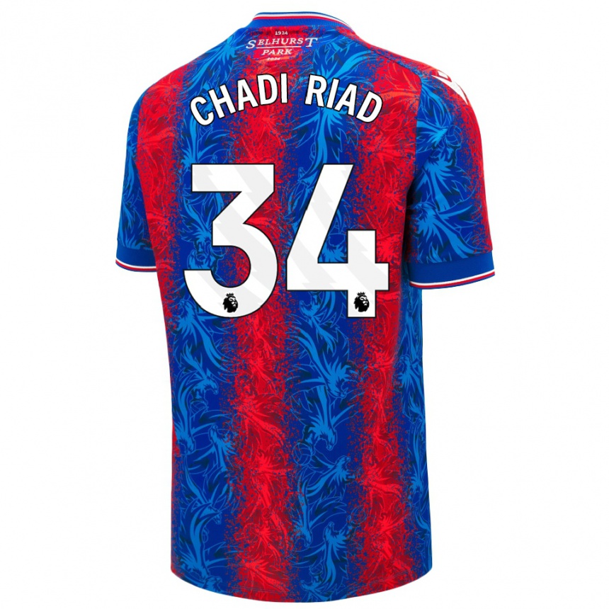 Men Football Chadi Riad #34 Red Blue Stripes Home Jersey 2024/25 T-Shirt Za