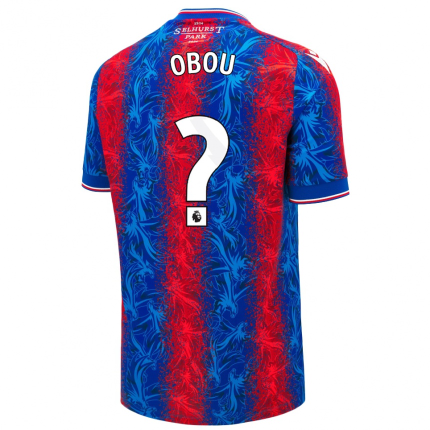 Men Football David Obou #0 Red Blue Stripes Home Jersey 2024/25 T-Shirt Za