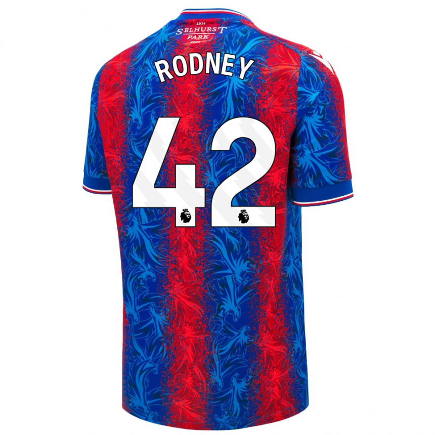 Men Football Kaden Rodney #42 Red Blue Stripes Home Jersey 2024/25 T-Shirt Za