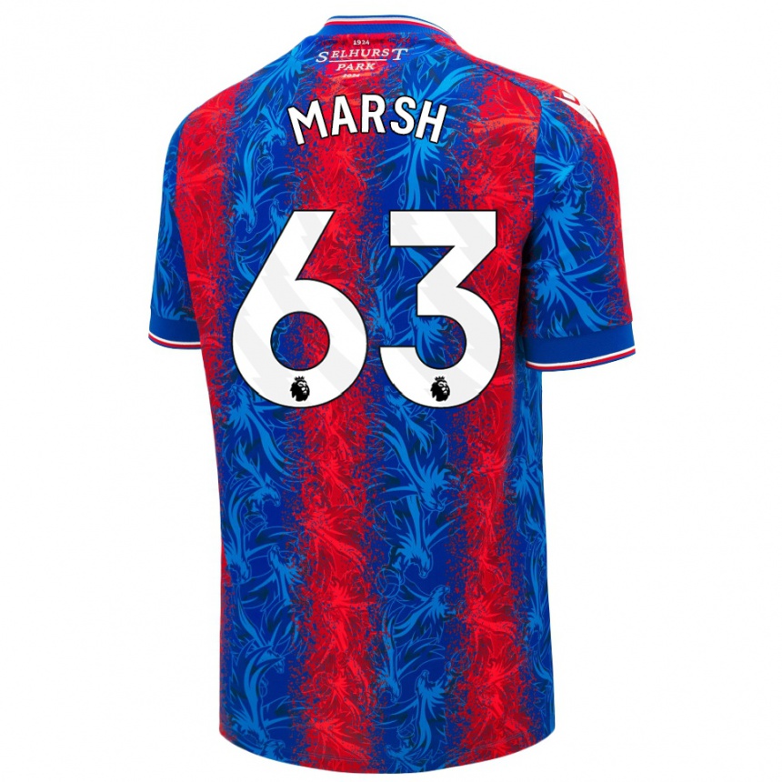 Men Football Zach Marsh #63 Red Blue Stripes Home Jersey 2024/25 T-Shirt Za