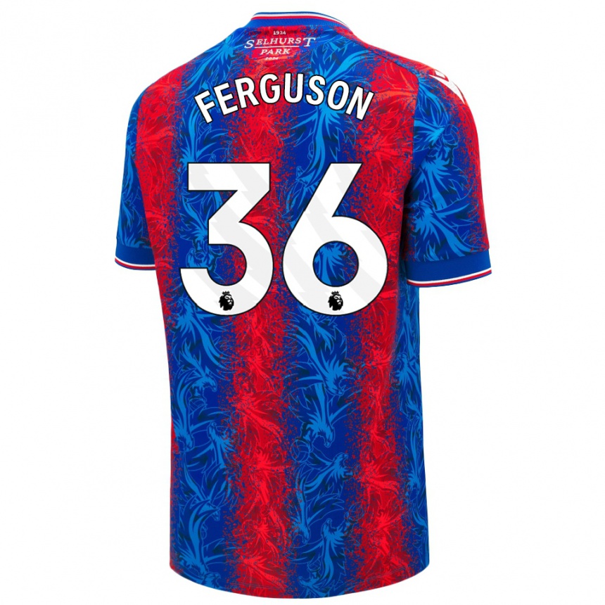 Men Football Nathan Ferguson #36 Red Blue Stripes Home Jersey 2024/25 T-Shirt Za