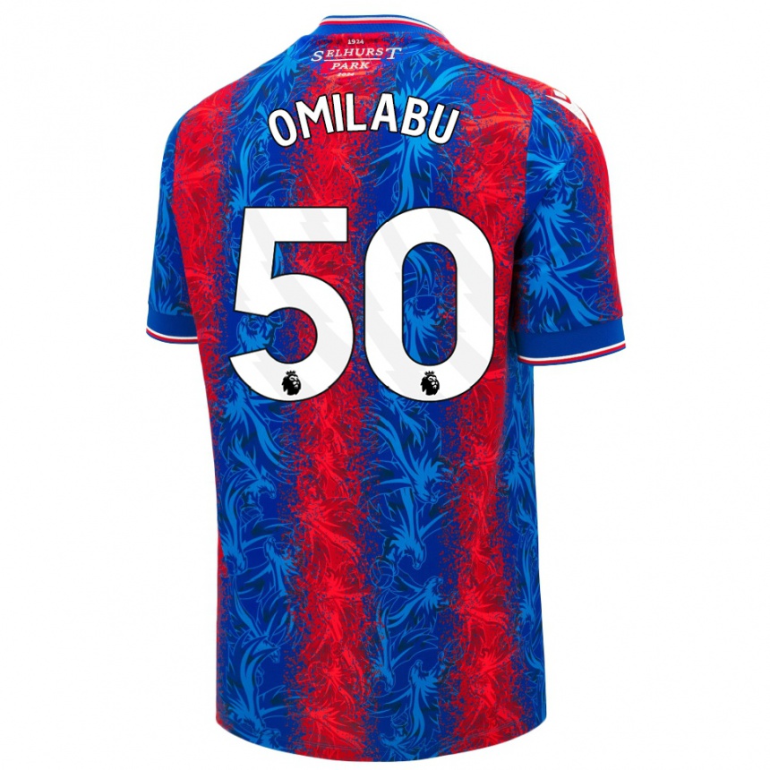 Men Football David Omilabu #50 Red Blue Stripes Home Jersey 2024/25 T-Shirt Za