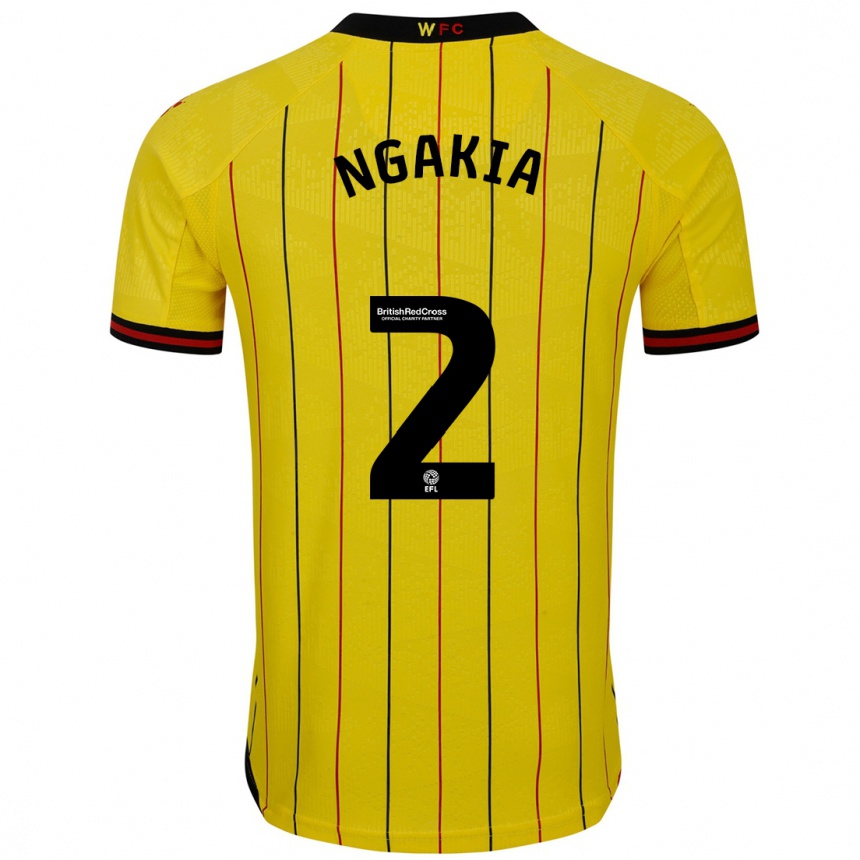 Men Football Jeremy Ngakia #2 Yellow Black Home Jersey 2024/25 T-Shirt Za