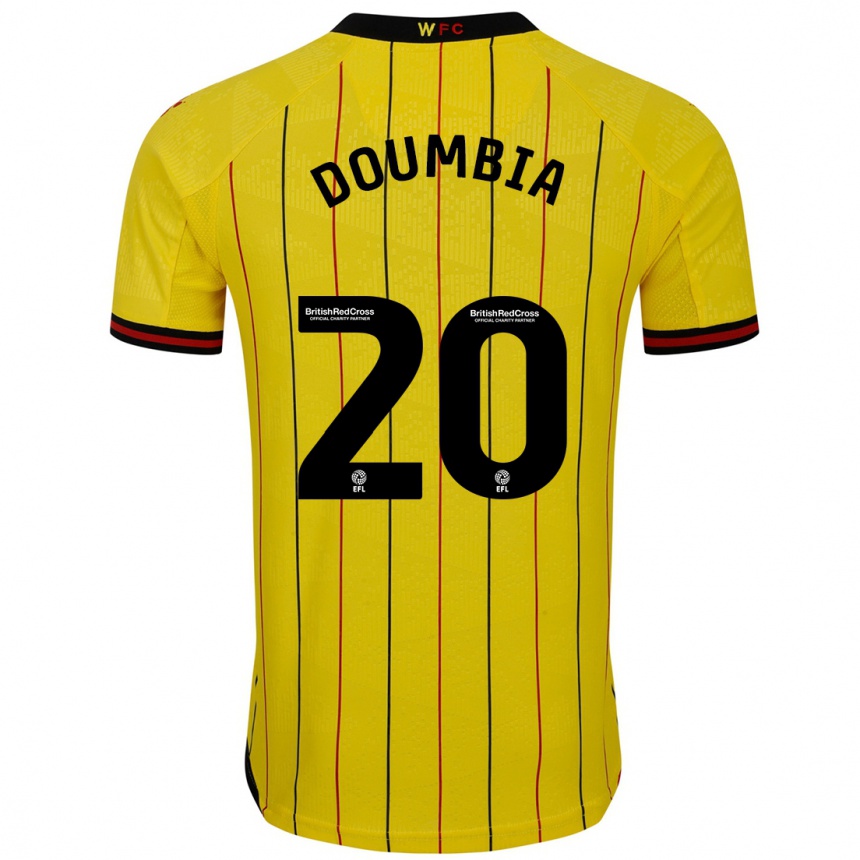 Men Football Mamadou Doumbia #20 Yellow Black Home Jersey 2024/25 T-Shirt Za