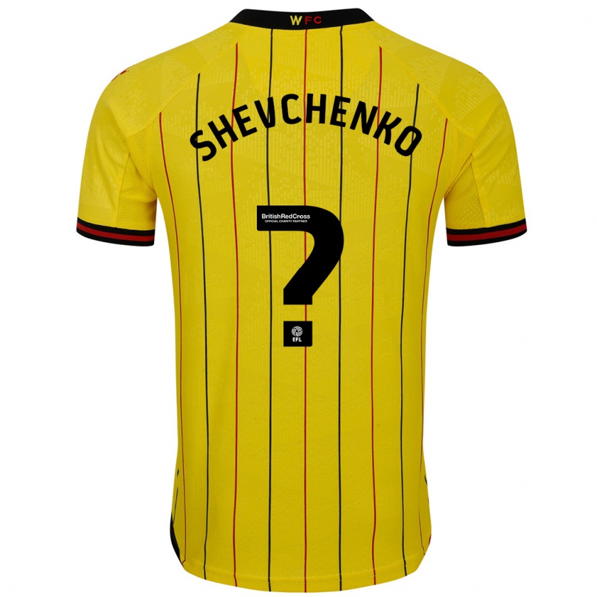 Men Football Kristian Shevchenko #0 Yellow Black Home Jersey 2024/25 T-Shirt Za