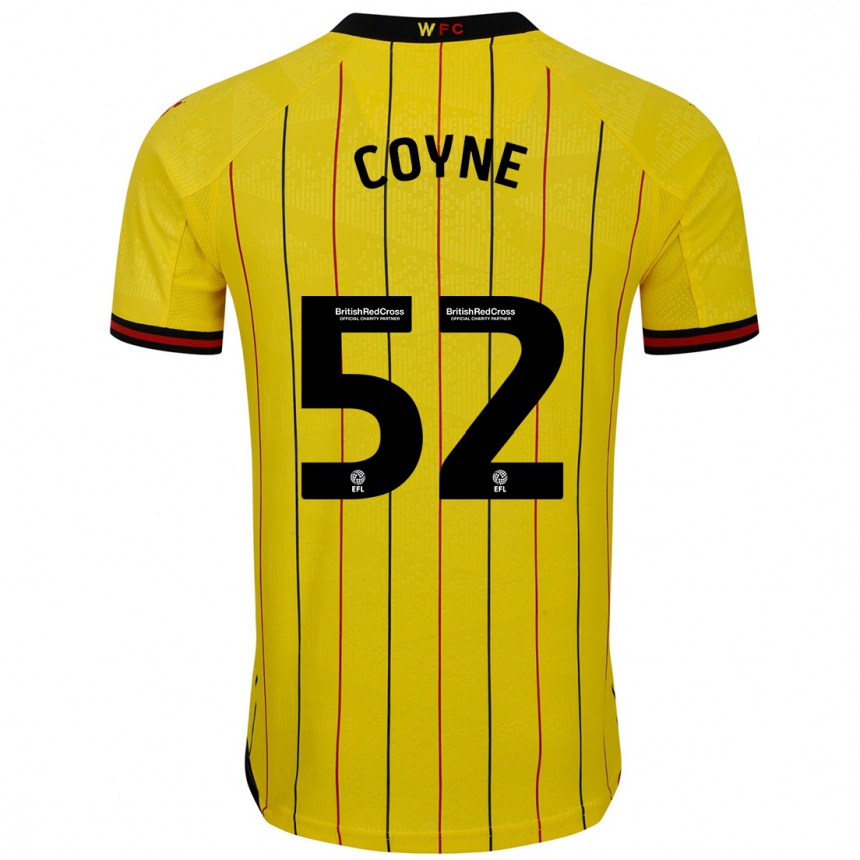 Men Football Aidan Coyne #52 Yellow Black Home Jersey 2024/25 T-Shirt Za