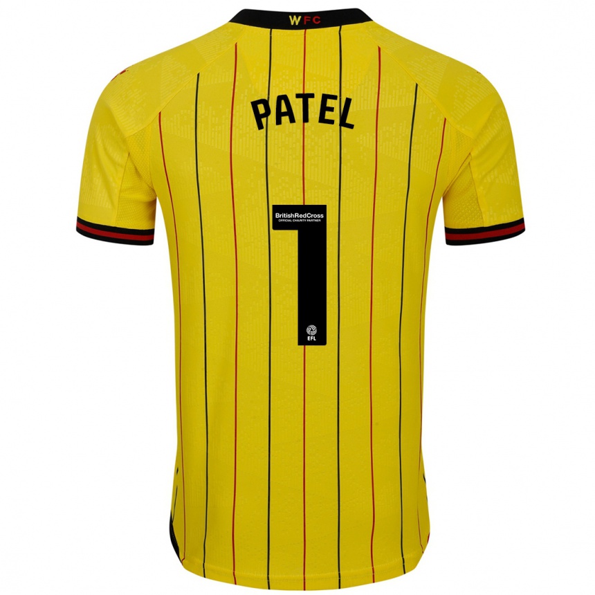 Men Football Safia Middleton-Patel #1 Yellow Black Home Jersey 2024/25 T-Shirt Za