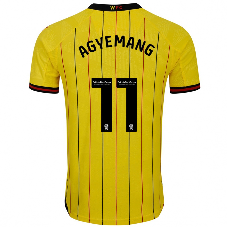 Men Football Michelle Agyemang #11 Yellow Black Home Jersey 2024/25 T-Shirt Za