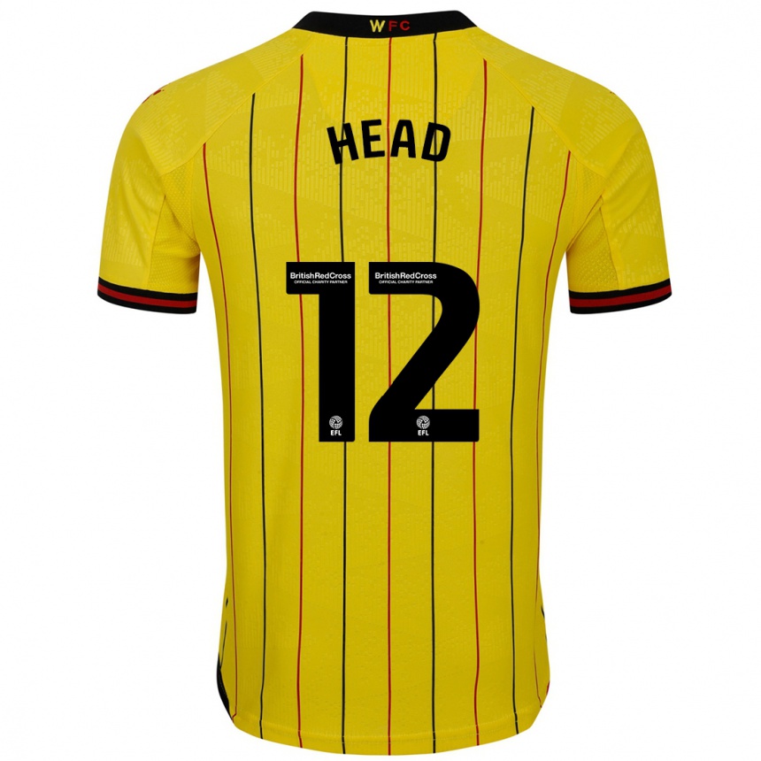 Men Football Ellie Head #12 Yellow Black Home Jersey 2024/25 T-Shirt Za