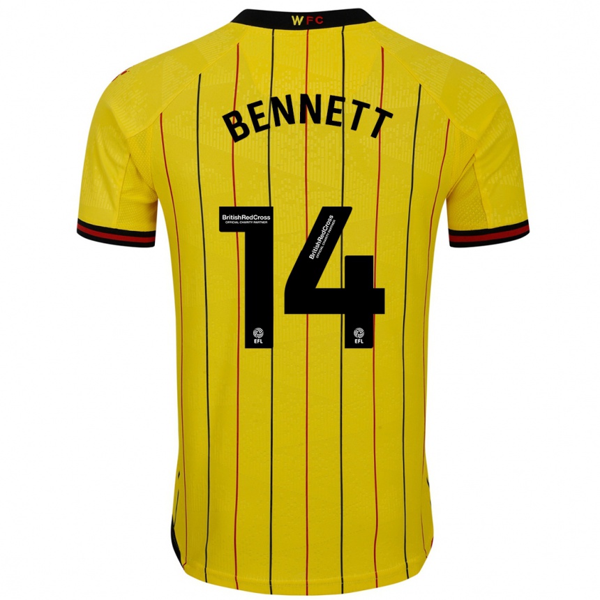 Men Football Harley Bennett #14 Yellow Black Home Jersey 2024/25 T-Shirt Za