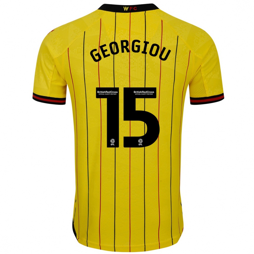 Men Football Andria Georgiou #15 Yellow Black Home Jersey 2024/25 T-Shirt Za