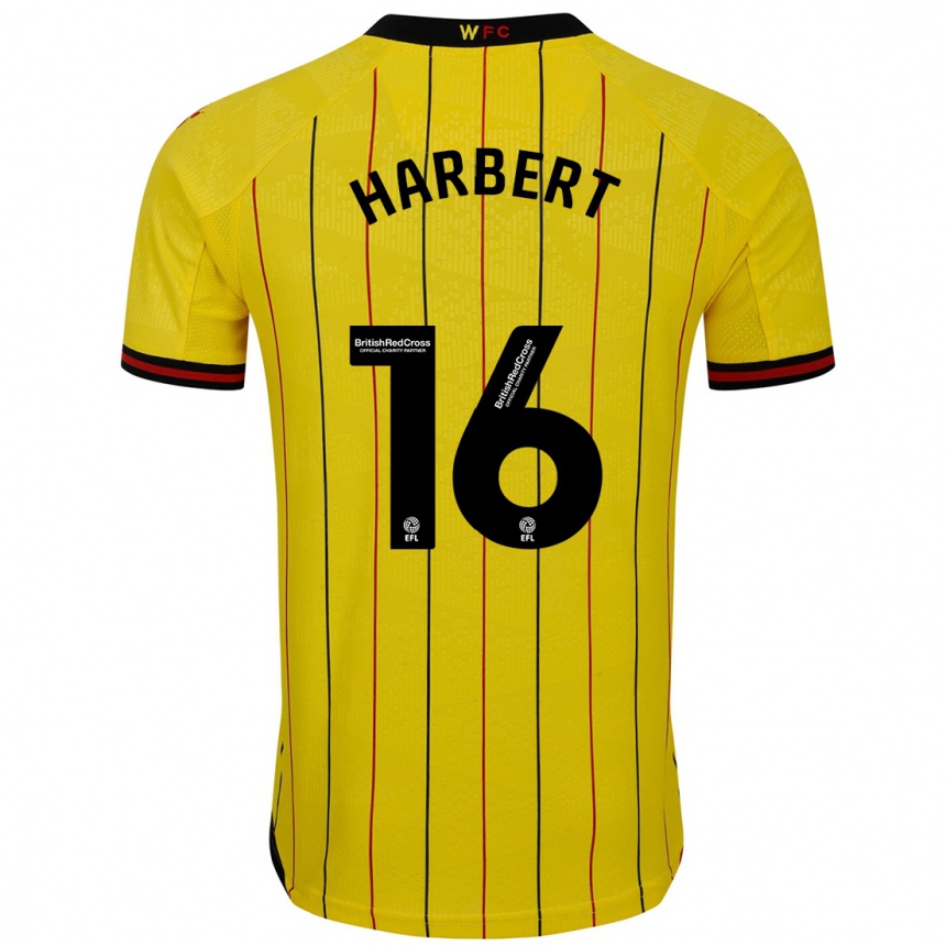 Men Football Laila Harbert #16 Yellow Black Home Jersey 2024/25 T-Shirt Za