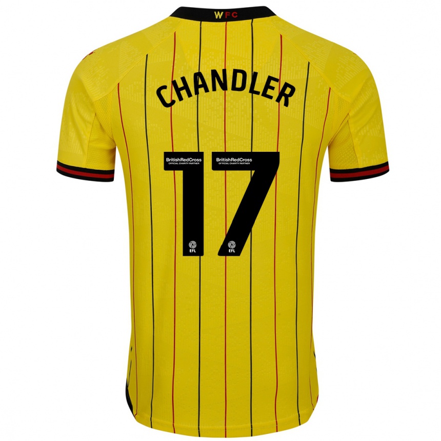 Men Football Megan Chandler #17 Yellow Black Home Jersey 2024/25 T-Shirt Za