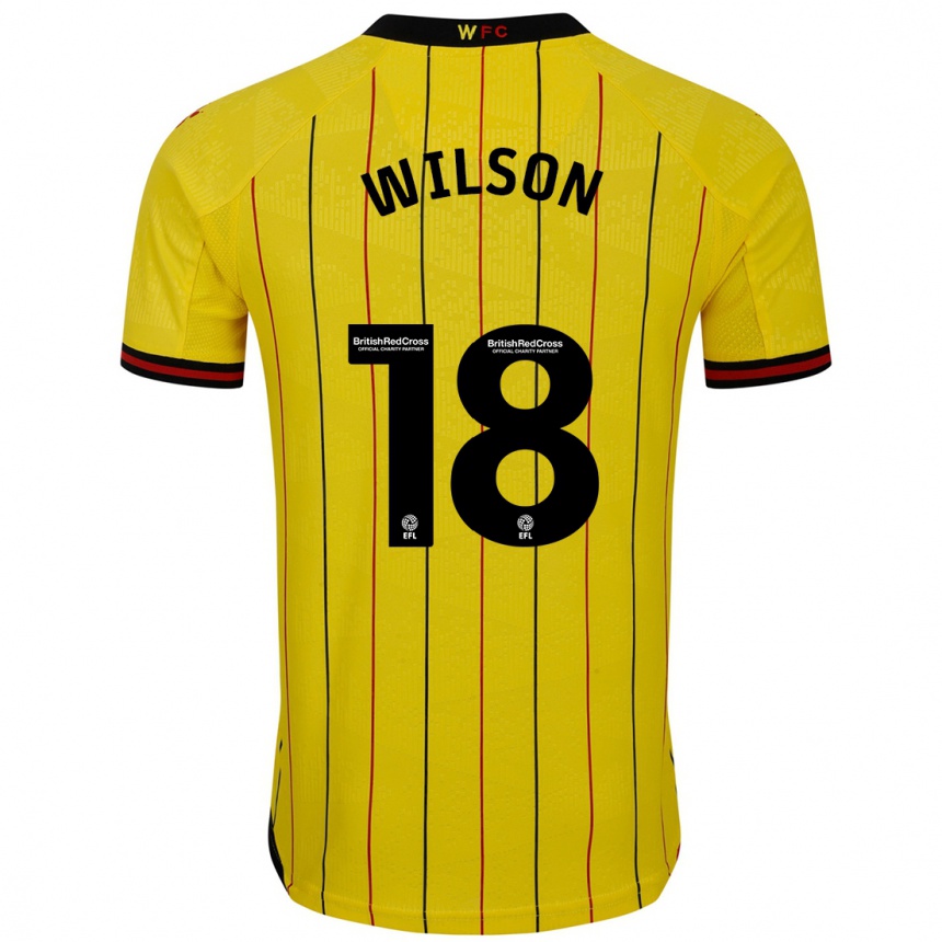 Men Football Poppy Wilson #18 Yellow Black Home Jersey 2024/25 T-Shirt Za