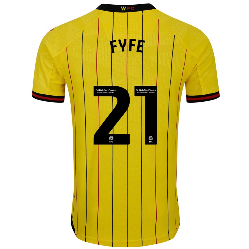 Men Football Flo Fyfe #21 Yellow Black Home Jersey 2024/25 T-Shirt Za