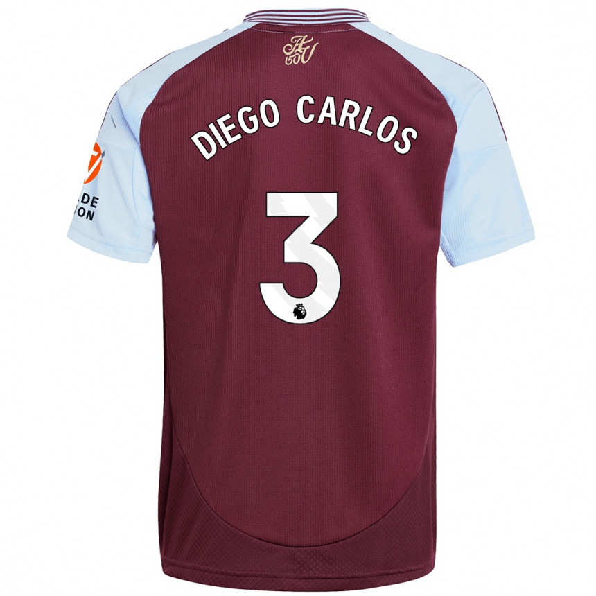 Men Football Diego Carlos #3 Burgundy Sky Blue Home Jersey 2024/25 T-Shirt Za