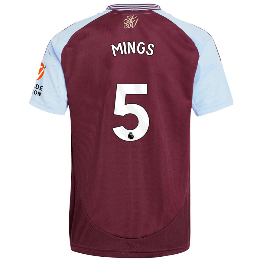 Men Football Tyrone Mings #5 Burgundy Sky Blue Home Jersey 2024/25 T-Shirt Za