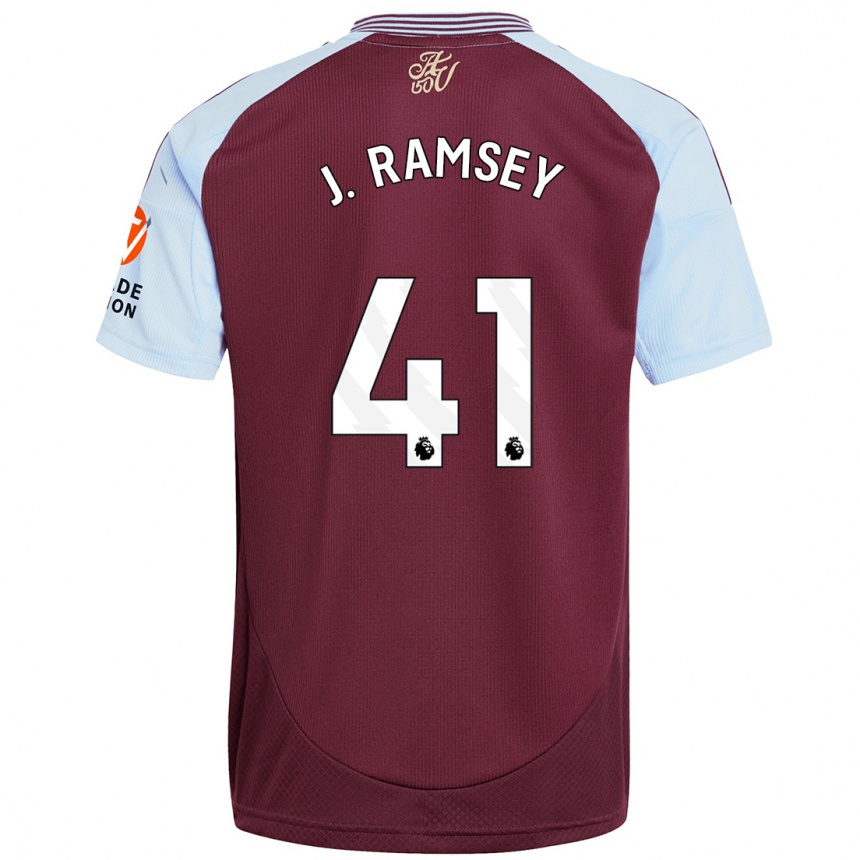 Men Football Jacob Ramsey #41 Burgundy Sky Blue Home Jersey 2024/25 T-Shirt Za