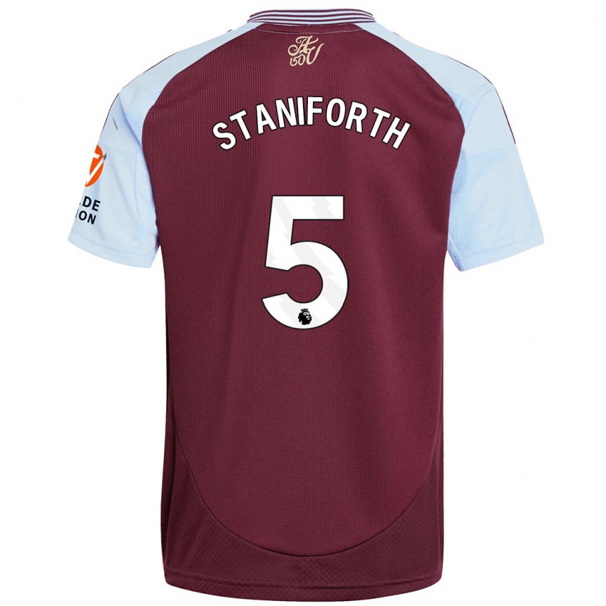 Men Football Lucy Staniforth #5 Burgundy Sky Blue Home Jersey 2024/25 T-Shirt Za