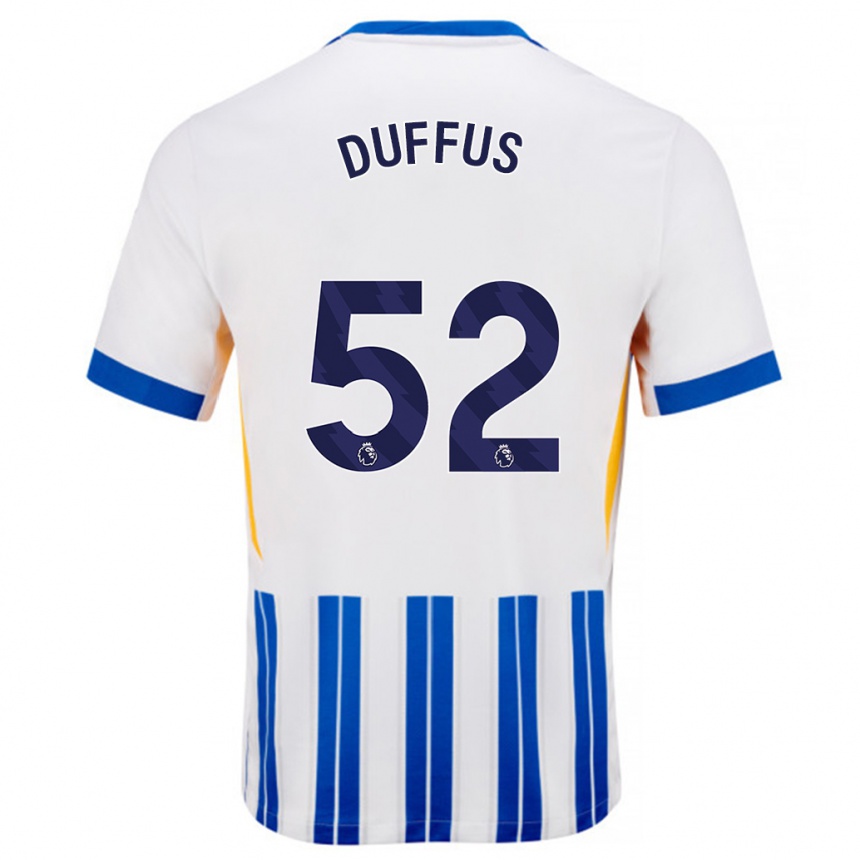 Men Football Josh Duffus #52 White Blue Pinstripes Home Jersey 2024/25 T-Shirt Za